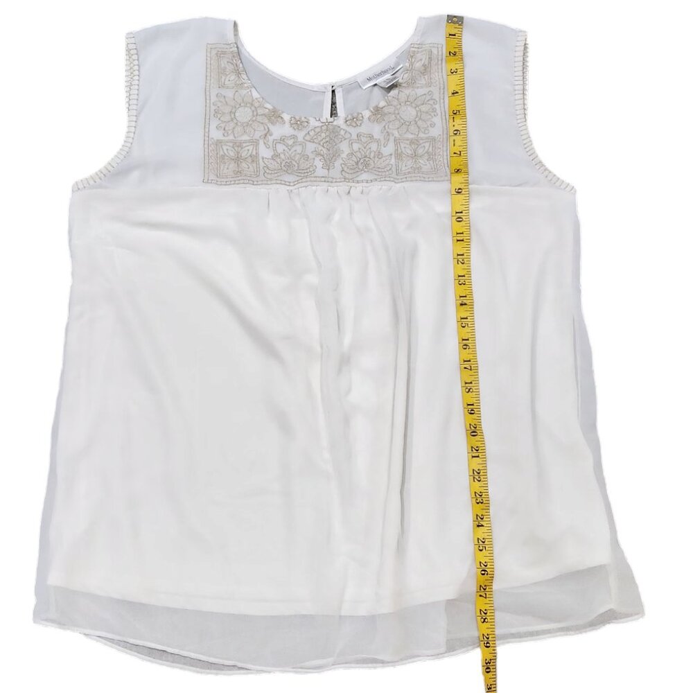 ❤️2/$18 Motherhood Maternity Cream Embroidered Flowy Top Blouse XL - Picture 6 of 7